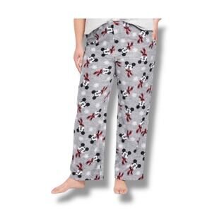 Disney Women’s Elastic Waist Fleece Loungewear Character Pants - Mickey Mouse